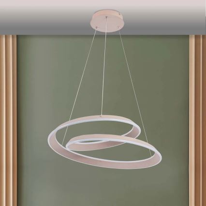 LED κρεμαστό φωτιστικό σε συρματόσχοινο CASHMERE LED/75W/230V, διάμ. 60 cm, μπεζ