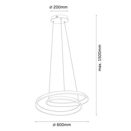 LED κρεμαστό φωτιστικό σε συρματόσχοινο CASHMERE LED/75W/230V, διάμ. 60 cm, μπεζ