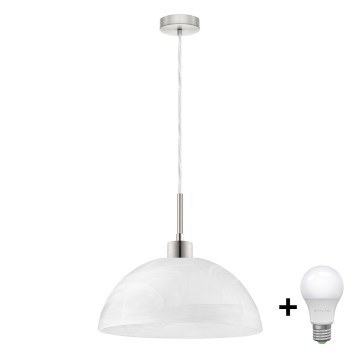 LED κρεμαστό φωτιστικό με καλώδιο 1xE27/60W/230V λευκό/διάφανο