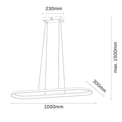 LED κρεμαστό φωτιστικό με καλώδιο CASHMERE LED/80W/230V 30x100 cm λευκό