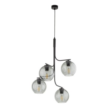 LED Κρεμαστό φωτιστικό με καλώδιο CESAR 4xE27/15W/230V μαύρο/καπνιστό γκρι