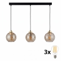LED κρεμαστό φωτιστικό με καλώδιο DEVI 3xE27/15W/230V μαύρο/καπνιστό μπεζ