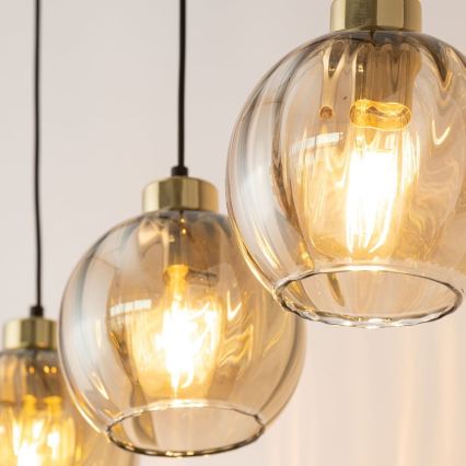 LED κρεμαστό φωτιστικό με καλώδιο DEVI 3xE27/15W/230V μαύρο/καπνιστό μπεζ