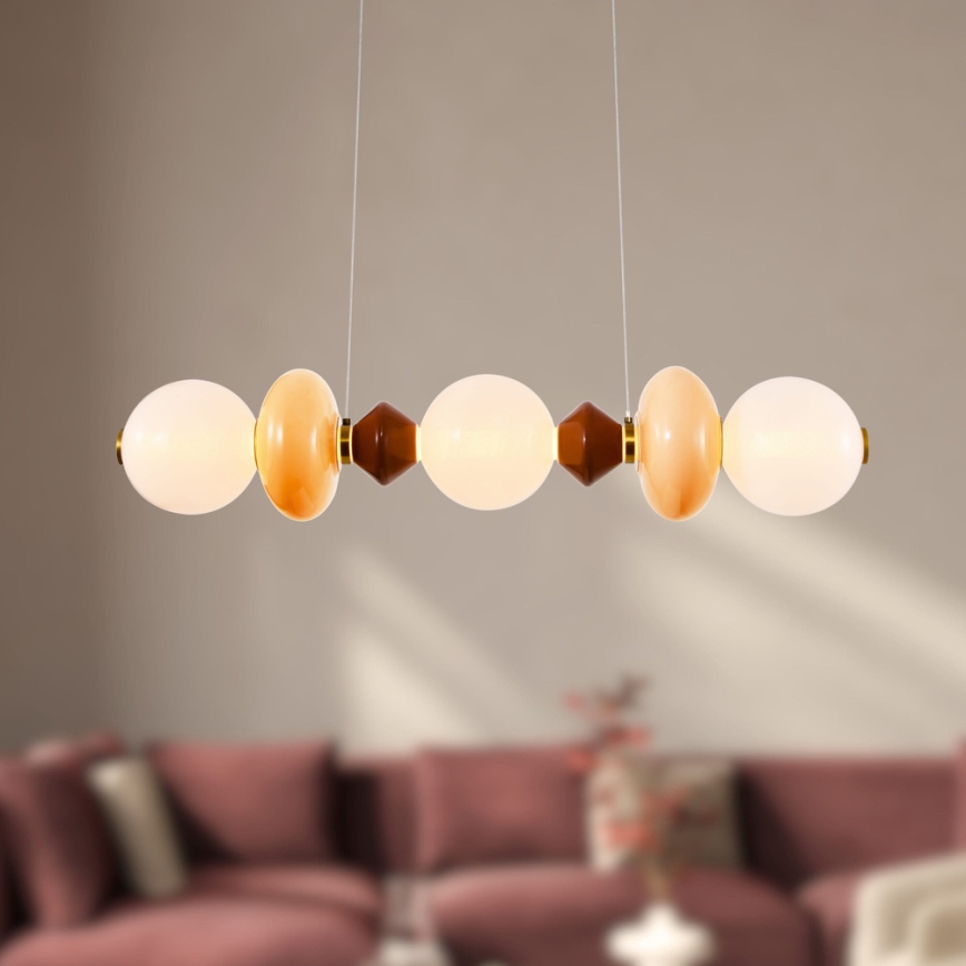 LED κρεμαστό φωτιστικό με καλώδιο FLORES LED/20W/230V χρυσό/πορτοκαλί/καφέ