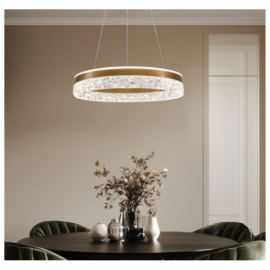 LED κρεμαστό φωτιστικό με καλώδιο FROZI LED/32W/230V διάμ. 50 cm χρυσό