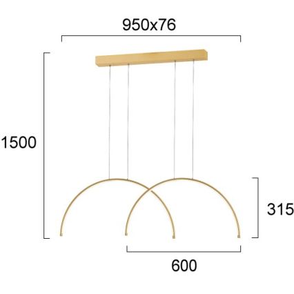 LED κρεμαστό φωτιστικό με καλώδιο MEGAN LED/39W/230V χρυσό