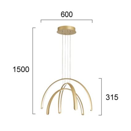 LED κρεμαστό φωτιστικό με καλώδιο MEGAN LED/41W/230V χρυσό