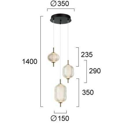 LED κρεμαστό φωτιστικό με καλώδιο PELLUCID LED/20W/230V μπρονζέ/μαύρο