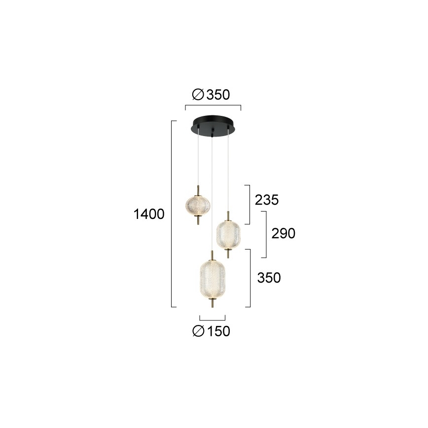 LED κρεμαστό φωτιστικό με καλώδιο PELLUCID LED/20W/230V μπρονζέ/μαύρο