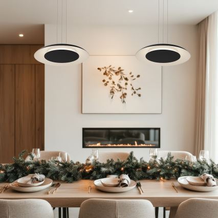 LED κρεμαστό φωτιστικό με καλώδιο PIATTINO LED/30W/230V 2700/3200/4000K διάμ. 40 cm μαύρο