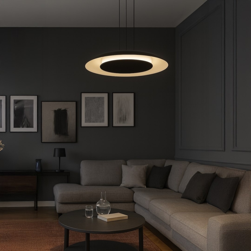 LED κρεμαστό φωτιστικό με καλώδιο PIATTINO LED/30W/230V 2700/3200/4000K διάμ. 40 cm μαύρο