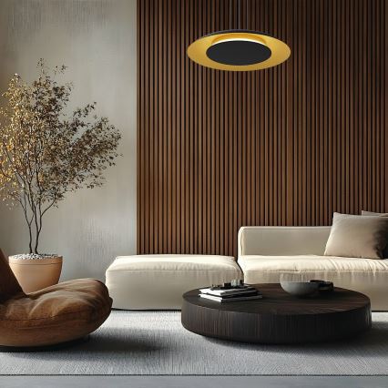 LED κρεμαστό φωτιστικό με καλώδιο PIATTINO LED/30W/230V 2700/3200/4000K διάμ. 40 cm μαύρο/χρυσό