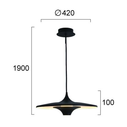 LED Κρεμαστό φωτιστικό με καλώδιο RENE LED/19W/230V CRI 90 μαύρο