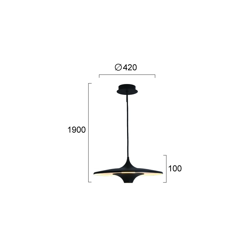 LED Κρεμαστό φωτιστικό με καλώδιο RENE LED/19W/230V CRI 90 μαύρο
