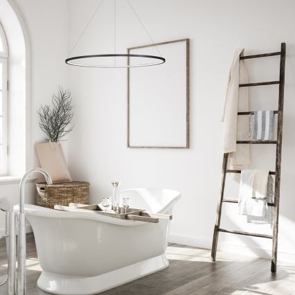 LED κρεμαστό φωτιστικό με καλώδιο SATURNO LED/57W/230V Ø 100 cm IP44 μαύρο