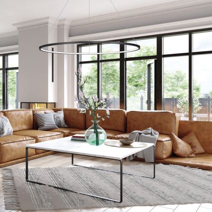 LED κρεμαστό φωτιστικό με καλώδιο SATURNO LED/57W/230V Ø 100 cm IP44 μαύρο