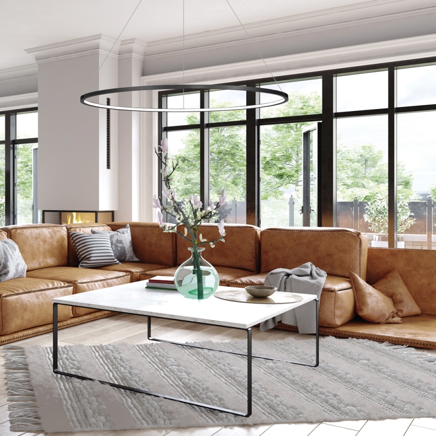 LED κρεμαστό φωτιστικό με καλώδιο SATURNO LED/57W/230V Ø 100 cm IP44 μαύρο