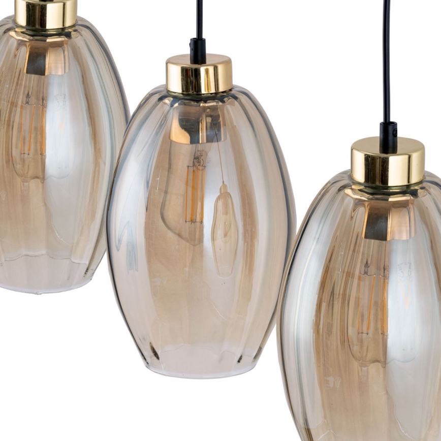LED κρεμαστό φωτιστικό με καλώδιο SEBO 1xE27/15W/230V μαύρο/καπνιστό μπεζ