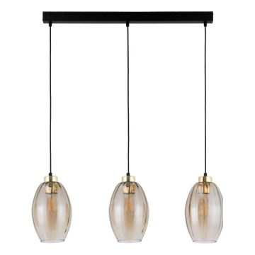LED κρεμαστό φωτιστικό με καλώδιο SEBO 3xE27/15W/230V μαύρο/καπνιστό μπεζ