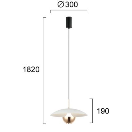 LED Κρεμαστό φωτιστικό με καλώδιο VALIA LED/9W/230V λευκό/χρυσό