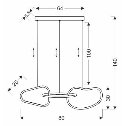LED κρεμαστό φωτιστικό με σύρμα ANNELI LED/30W/230V 80 cm χρυσό