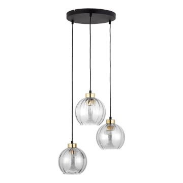 LED κρεμαστό φωτιστικό με σύρμα DEVI 3xE27/15W/230V μαύρο/διάφανο