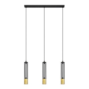 LED Κρεμαστό φωτιστικό οροφής ράγα BARS 3xGU10/4,8W/230V μαύρο/χρυσό
