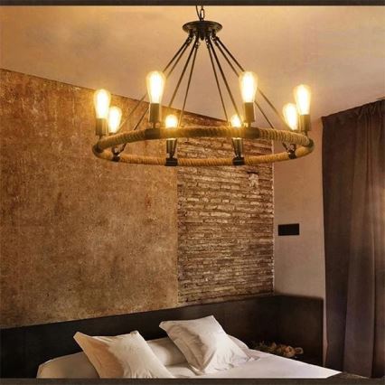 LED Κρεμαστό φωτιστικό οροφής ROPE ARTHUR 8xE27/6W/230V