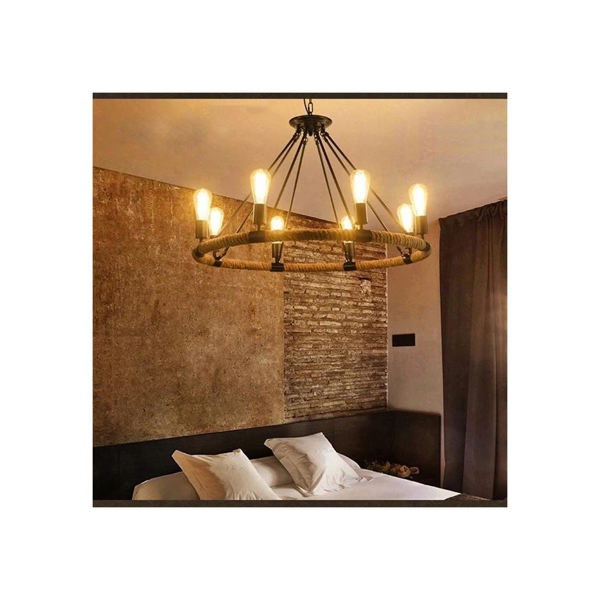 LED Κρεμαστό φωτιστικό οροφής ROPE ARTHUR 8xE27/6W/230V