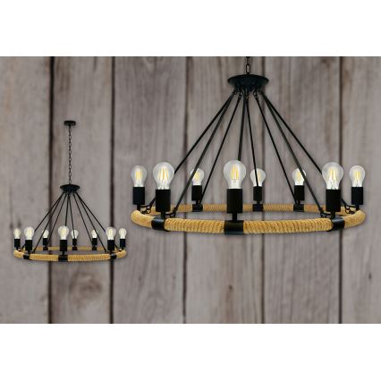 LED Κρεμαστό φωτιστικό οροφής ROPE ARTHUR 8xE27/6W/230V