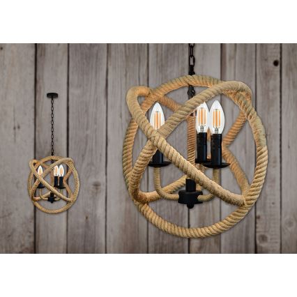 LED Κρεμαστό φωτιστικό οροφής ROPE GLOBO 3xE14/4,3W/230V