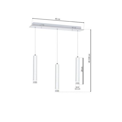 LED Κρεμαστό πολύφωτο ALBA 3xLED/15W/230V λευκό
