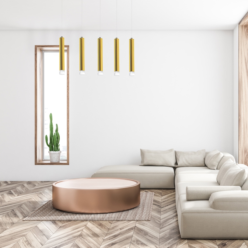 LED Κρεμαστό πολύφωτο GOLDIE 5xLED/25W/230V χρυσό