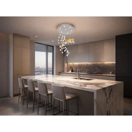 Κρυστάλλινο LED οροφής φωτιστικό AVARA LED/24W/230V Ø 40 cm γυαλιστερό χρώμιο + τηλεχειριστήριο