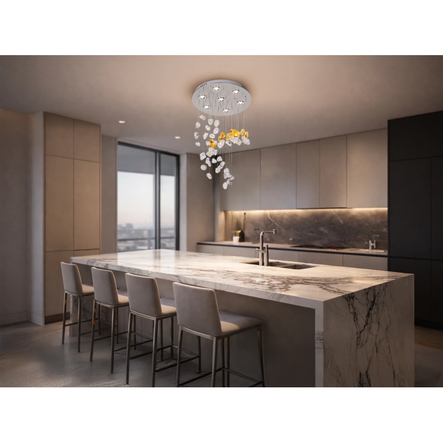 Κρυστάλλινο LED οροφής φωτιστικό AVARA LED/24W/230V Ø 40 cm γυαλιστερό χρώμιο + τηλεχειριστήριο