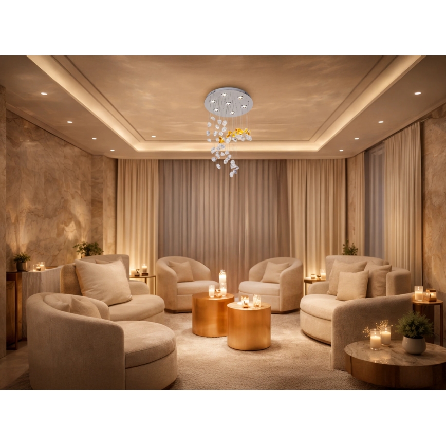 Κρυστάλλινο LED οροφής φωτιστικό AVARA LED/24W/230V Ø 40 cm γυαλιστερό χρώμιο + τηλεχειριστήριο