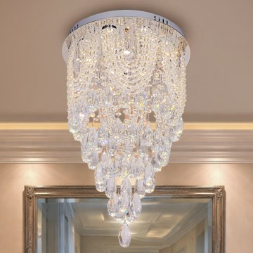 LED Κρυστάλλινο φωτιστικό οροφής MAJURO LED/30W/230V διάμ. 40 cm γυαλιστερό χρώμιο + τηλεχειριστήριο