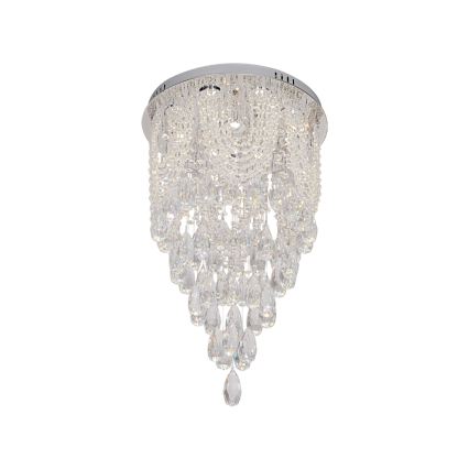 LED Κρυστάλλινο φωτιστικό οροφής MAJURO LED/30W/230V διάμ. 40 cm γυαλιστερό χρώμιο + τηλεχειριστήριο