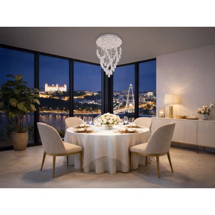 Κρυσταλλικό φωτιστικό οροφής MAJURO LED/30W/230V, διάμ. 45 cm, γυαλισμένο χρώμιο + τηλεχειριστήριο
