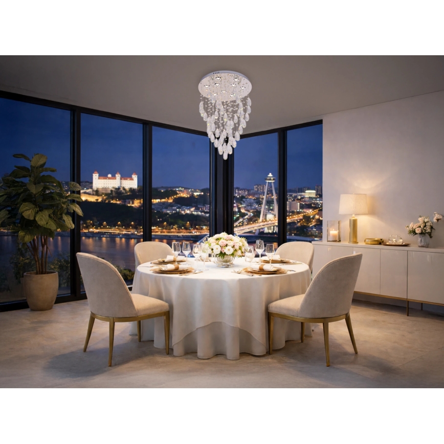 Κρυσταλλικό φωτιστικό οροφής MAJURO LED/30W/230V, διάμ. 45 cm, γυαλισμένο χρώμιο + τηλεχειριστήριο
