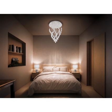 Κρυσταλλικό φωτιστικό οροφής MAJURO LED/30W/230V, διάμ. 45 cm, γυαλισμένο χρώμιο + τηλεχειριστήριο
