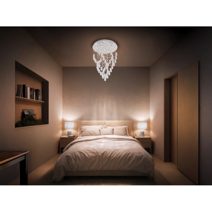 Κρυσταλλικό φωτιστικό οροφής MAJURO LED/30W/230V, διάμ. 45 cm, γυαλισμένο χρώμιο + τηλεχειριστήριο