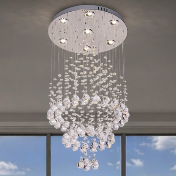 LED κρυστάλλινο φωτιστικό οροφής NAURU LED/24W/230V Ø 40 cm γυαλισμένο χρώμιο + τηλεχειριστήριο