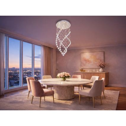 LED Κρυστάλλινο φωτιστικό οροφής NAURU LED/24W/230V Ø 40 εκ. γυαλιστερό χρώμιο + τηλεχειριστήριο