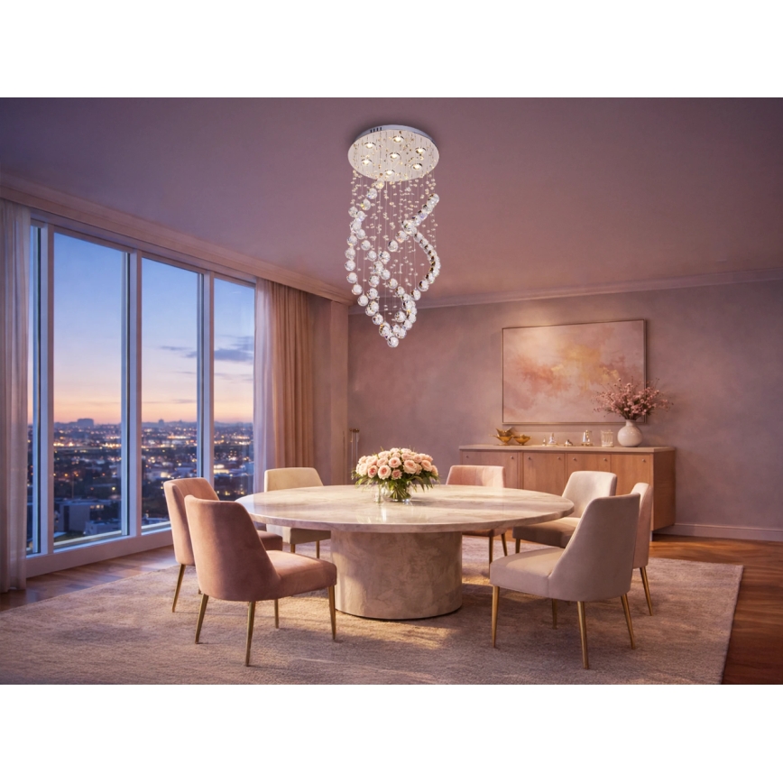 LED Κρυστάλλινο φωτιστικό οροφής NAURU LED/24W/230V Ø 40 εκ. γυαλιστερό χρώμιο + τηλεχειριστήριο