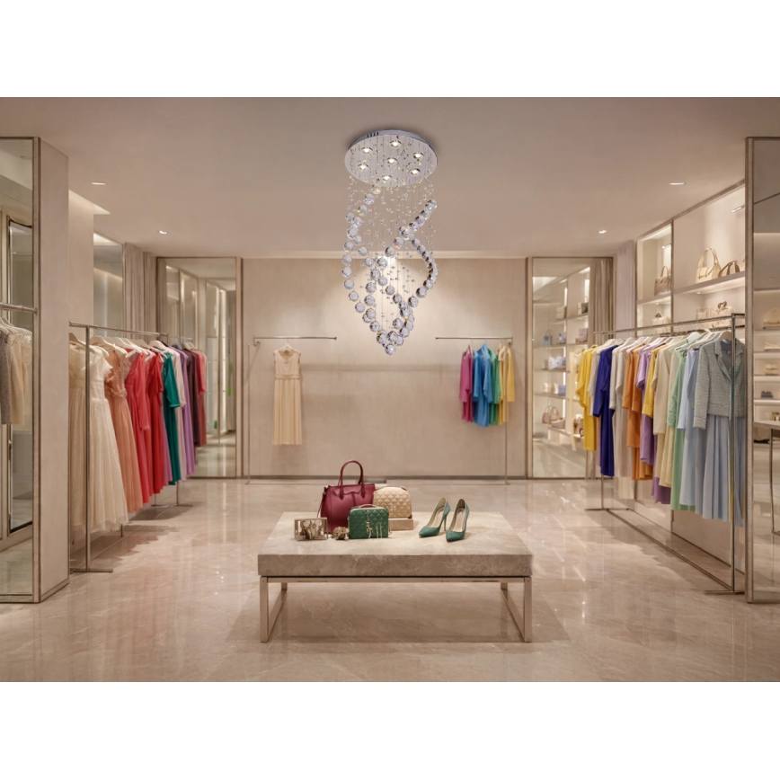 LED Κρυστάλλινο φωτιστικό οροφής NAURU LED/24W/230V Ø 40 εκ. γυαλιστερό χρώμιο + τηλεχειριστήριο