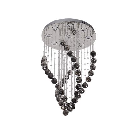 LED κρυστάλλινο φωτιστικό οροφής NAURU LED/30W/230V διάμ. 40 cm γυαλιστερό χρώμιο/μαύρο + τηλεχειριστήριο