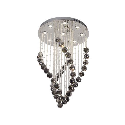 LED κρυστάλλινο φωτιστικό οροφής NAURU LED/30W/230V διάμ. 40 cm γυαλιστερό χρώμιο/μαύρο + τηλεχειριστήριο