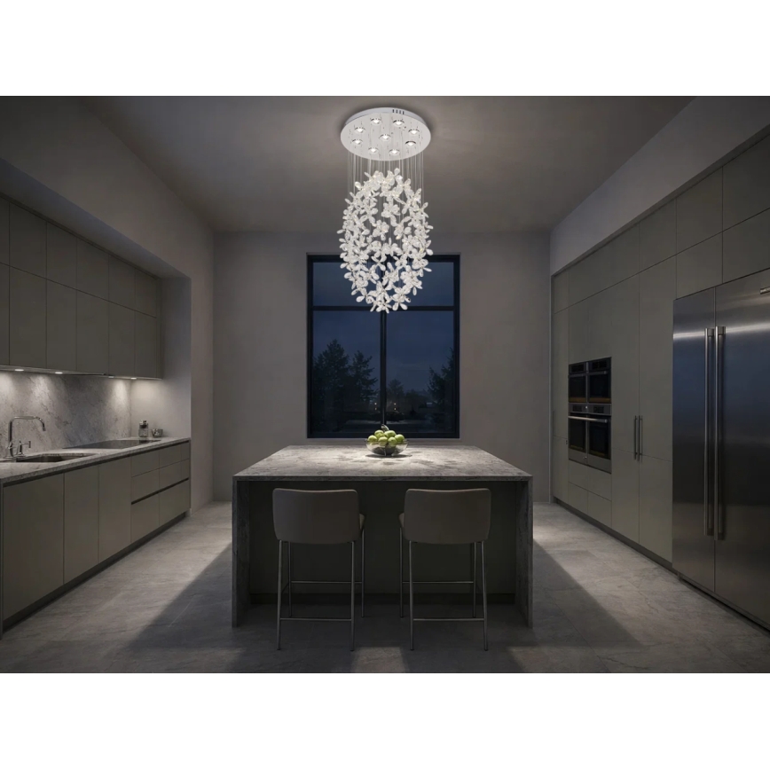 Κρυστάλλινο φωτιστικό οροφής LED SAMOA LED/30W/230V Ø 40 cm γυαλιστερό χρώμιο + τηλεχειριστήριο