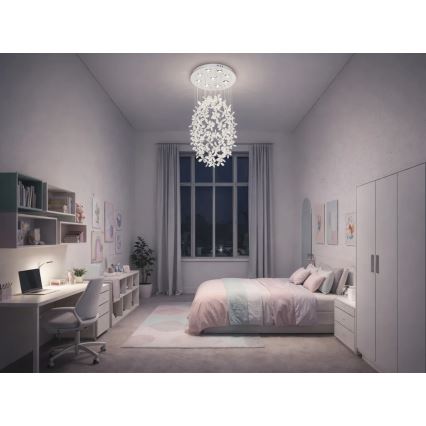 Κρυστάλλινο φωτιστικό οροφής LED SAMOA LED/30W/230V Ø 40 cm γυαλιστερό χρώμιο + τηλεχειριστήριο